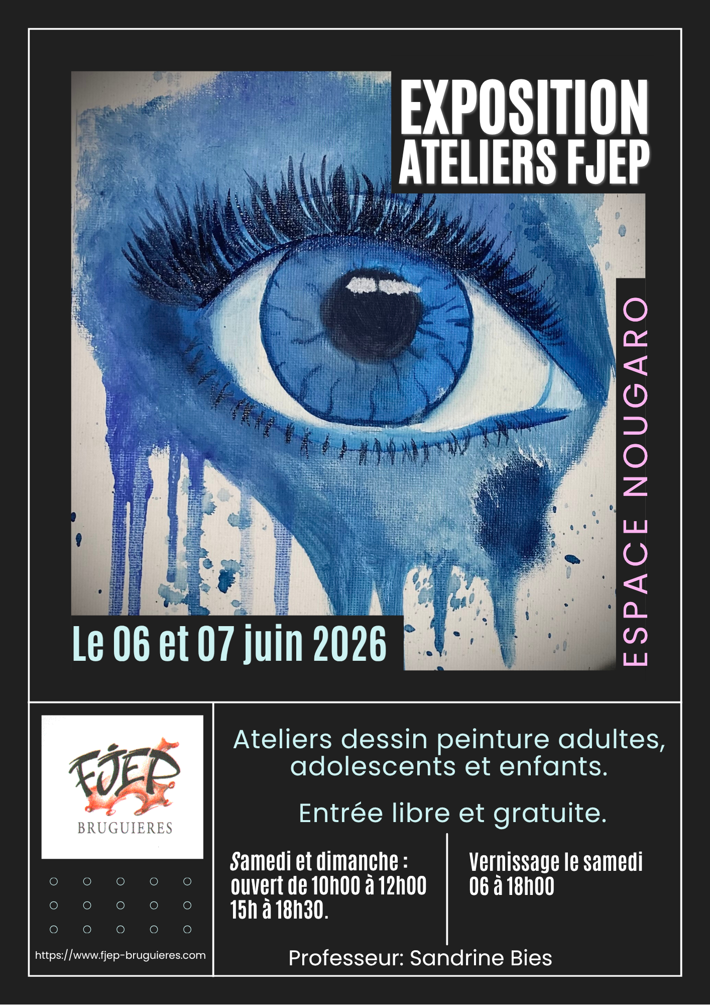 L'exposition de dessins et peinture à l'espace Nougaro de Bruguières. Entrée libre et gratuite