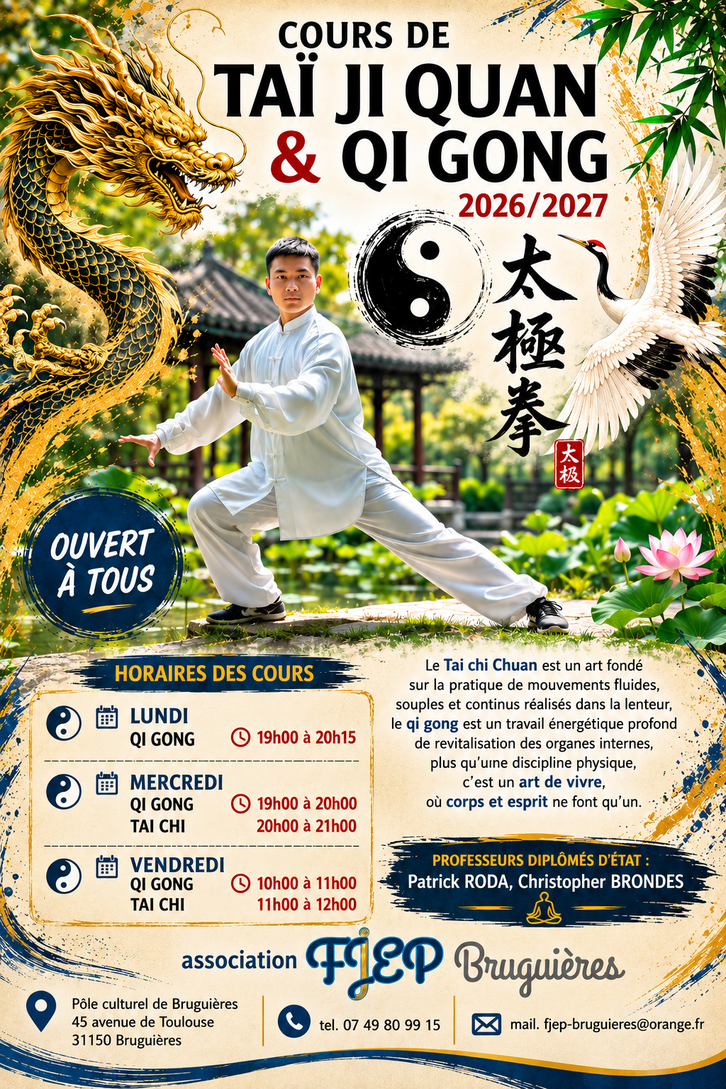 Cours de Qi Gong/Tai Chi...Lire la suite